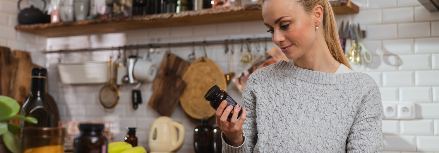 Woman with pregnancy multivitamin
